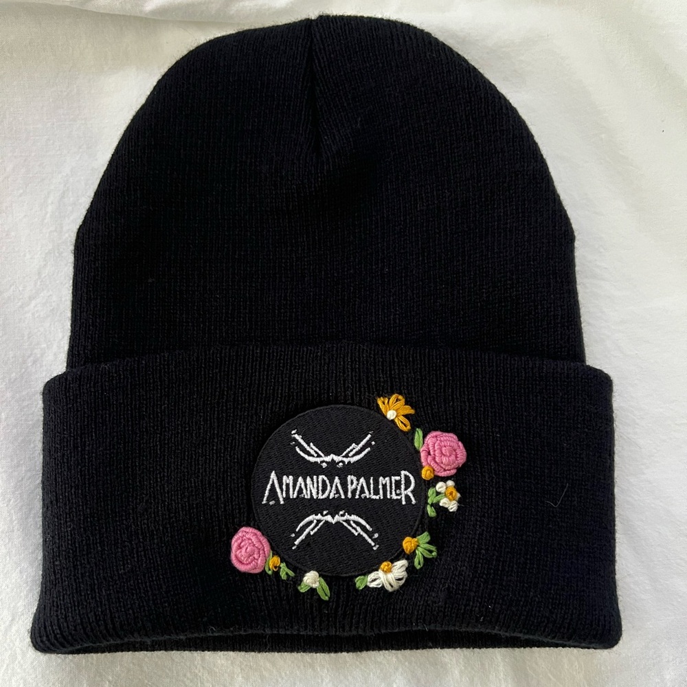 Amand Palmer embroidered beanie hat